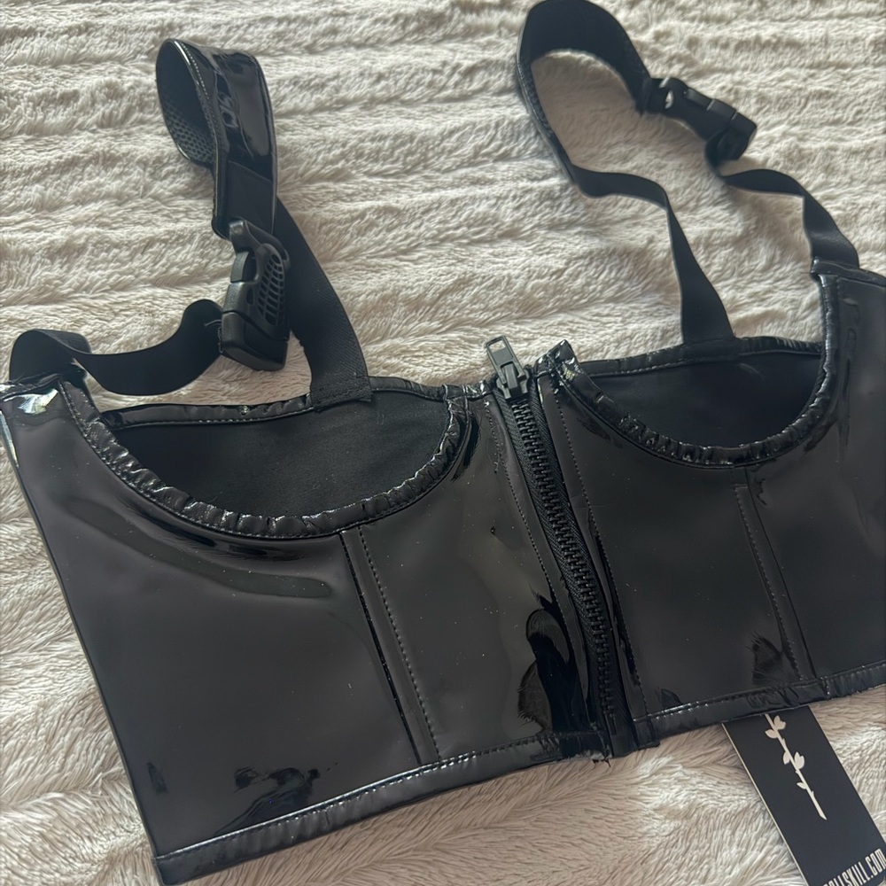 Black Patent Leather Bustier